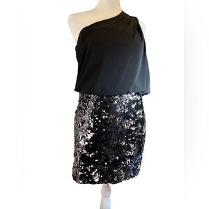 City Triangles Sequined Cocktail Little Black Formal Dress Small Prom Party Glam